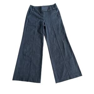 Larry Levine Classic Stretch Center Seam Wide Leg Bootcut Jeans Sz‎ 8 Dark Denim